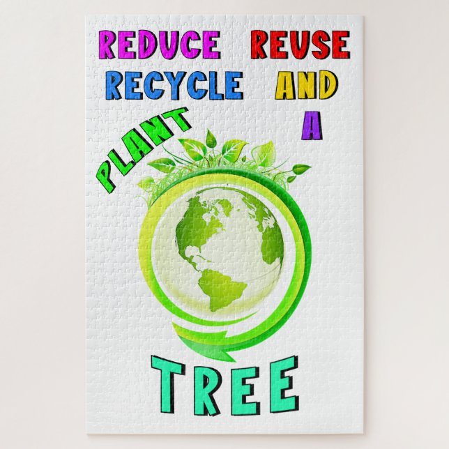 Reduce Reuse Recycle And Plant A Tree Earth Day Jigsaw Puzzle (Vertical)