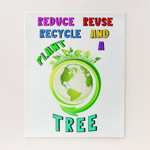 Reduce Reuse Recycle And Plant A Tree Earth Day Jigsaw Puzzle