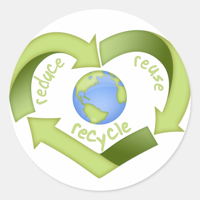 Reduce, Reuse, Recycle Classic Round Sticker (Front)