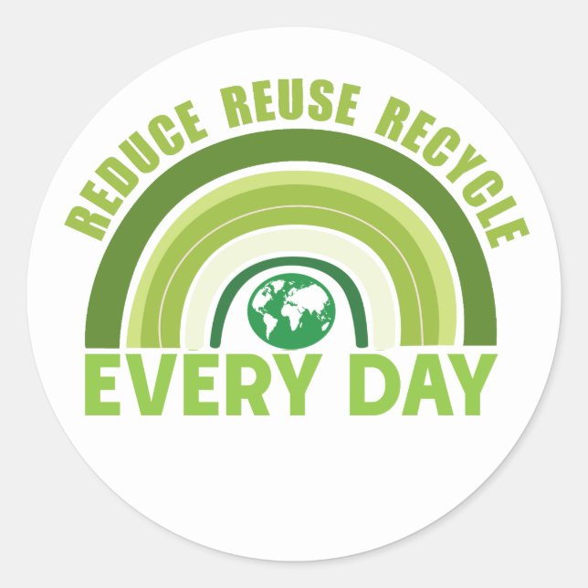 Reduce reuse recycle classic round sticker (Front)