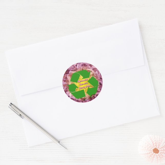 Reduce, Reuse, Recycle Classic Round Sticker (Envelope)