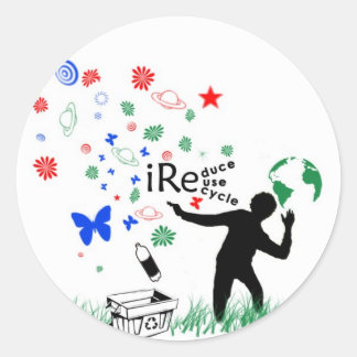 Reduce Reuse Recycle Classic Round Sticker