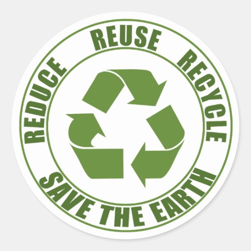 Reduce reuse recycle classic round sticker