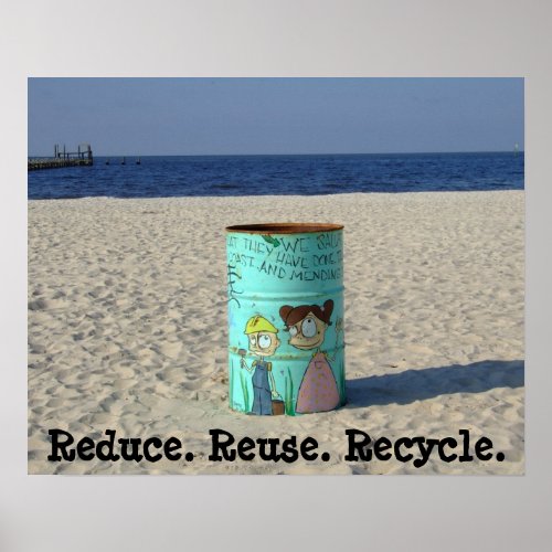 Reduce reuse recycle clean beach poster