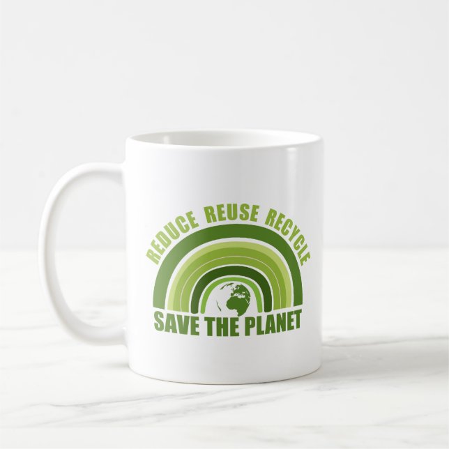 Reduce reuse recycle coffee mug (Left)