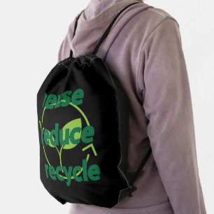Reduce reuse recycle drawstring bag