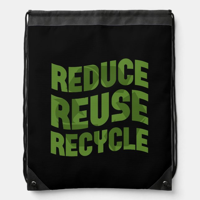Reduce reuse recycle drawstring bag (Front)
