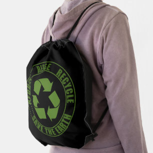Reduce reuse recycle drawstring bag