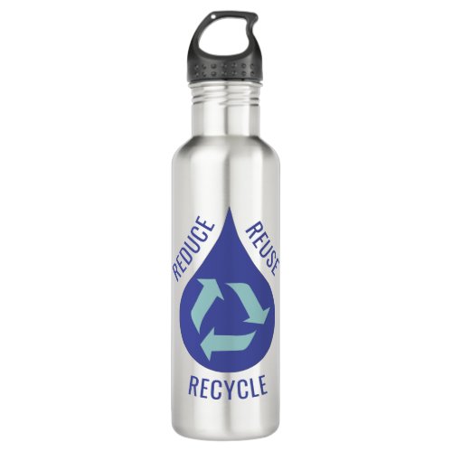 Reduce Reuse Recycle Drop Of Water  Stainless Steel Water Bottle