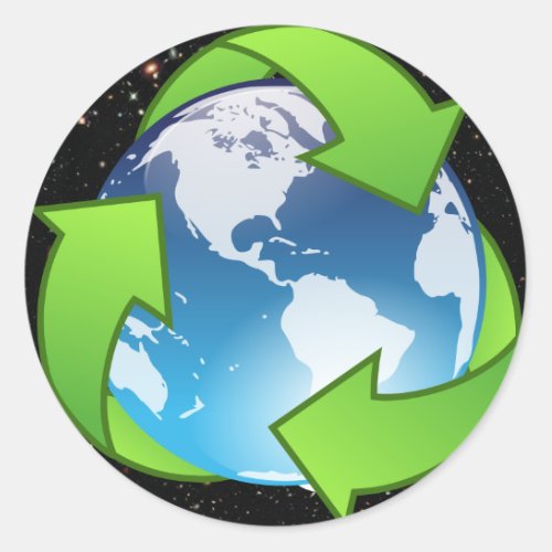Reduce Reuse Recycle Earth Classic Round Sticker