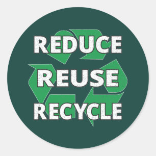 Reduce Reuse Recycle Earth Day Every Day Vintage Classic Round Sticker