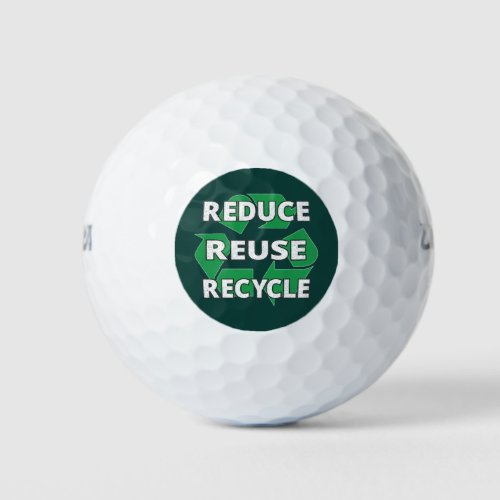 Reduce Reuse Recycle Earth Day Every Day Vintage Golf Balls