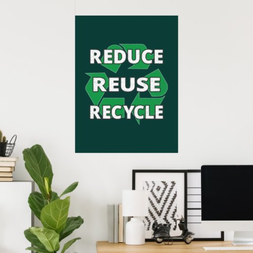 Reduce Reuse Recycle Earth Day Every Day Vintage Poster