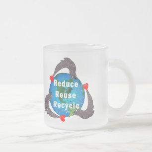 Reduce Reuse Recycle Frosted Glass Coffee Mug