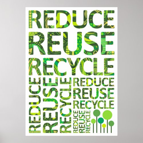 Reduce Reuse Recycle Go Green Poster