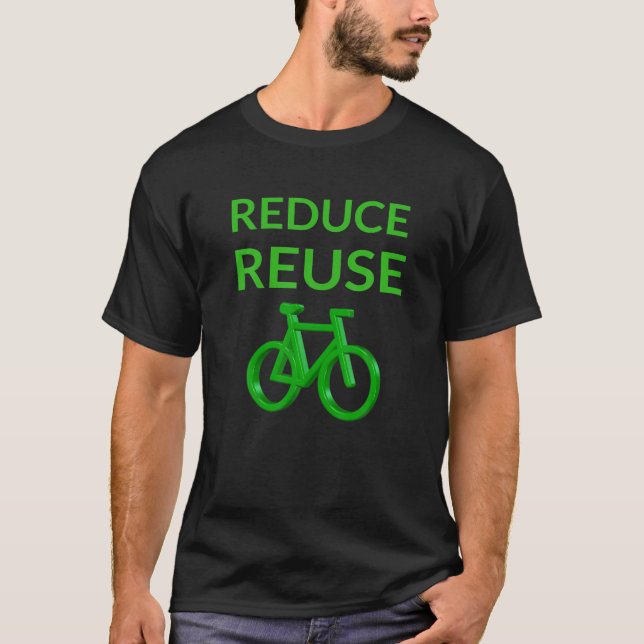 Reduce Reuse Recycle Green Grass Bicycle -Earth Da T-Shirt (Front)