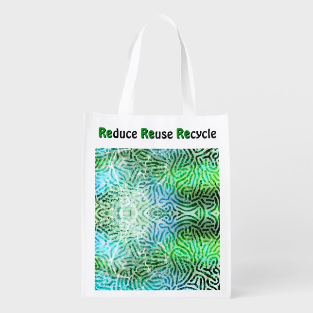 Reduce Reuse Recycle green magic Grocery Bag (Back)