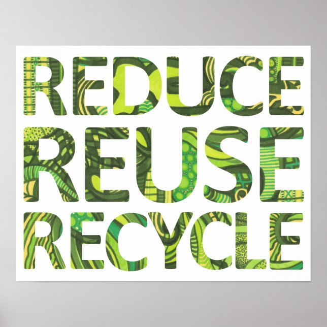 Reduce Reuse Recycle Green Poster (Front)