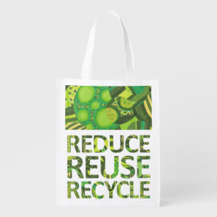 Reduce Reuse Recycle Green Reusable Grocery Bag