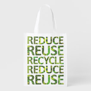 Reduce Reuse Recycle Green Tree Grocery Bag