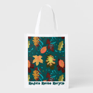 Reduce Reuse Recycle grocery bag fall leaf