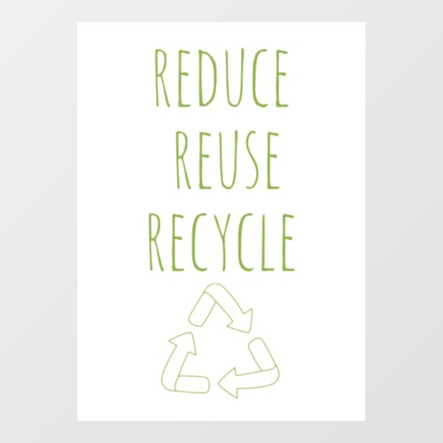 Reduce Reuse Recycle Healthy Food  Eco Green  Win Window Cling