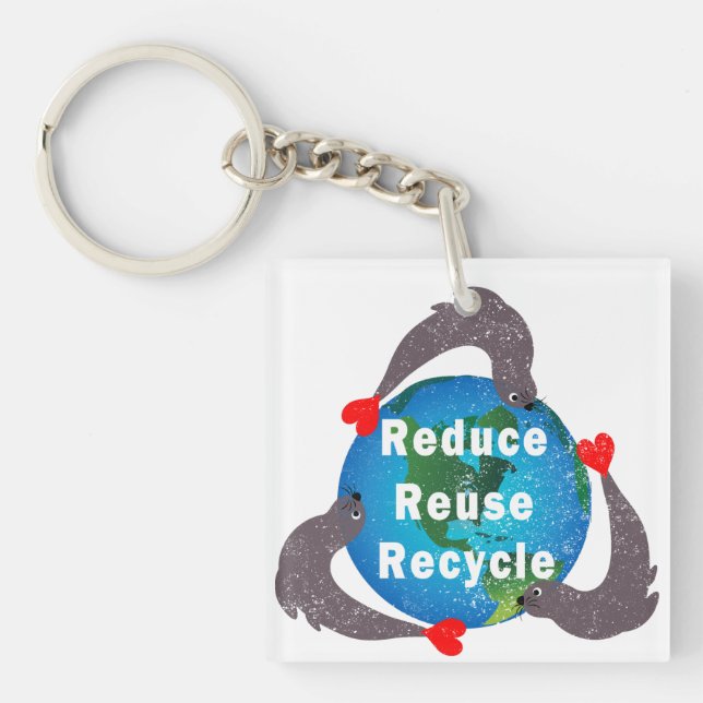 Reduce Reuse Recycle Keychain (Front)