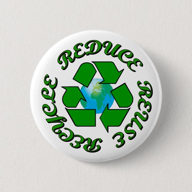 Reduce Reuse Recycle Pinback Button (Front)
