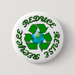 Reduce Reuse Recycle Pinback Button