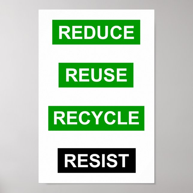 Reduce Reuse Recycle Resist poster (Front)