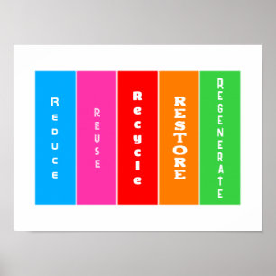 "Reduce, Reuse, Recycle, Restore, Regenerate" Poster
