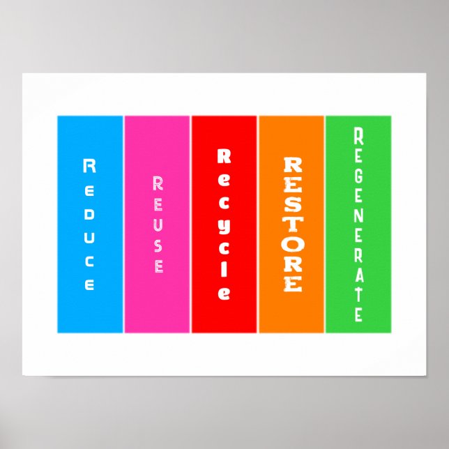 "Reduce, Reuse, Recycle, Restore, Regenerate" Poster (Front)