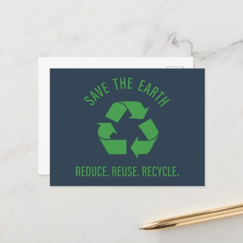 Reduce reuse recycle save the earth holiday postcard