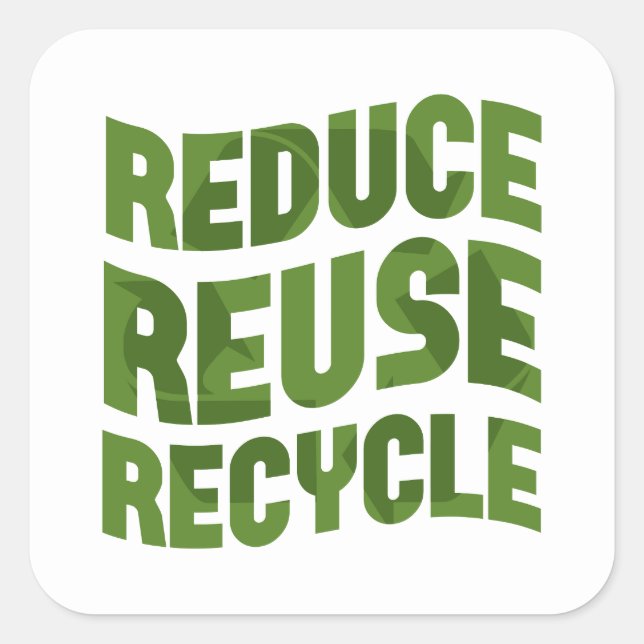Reduce reuse recycle square sticker (Front)