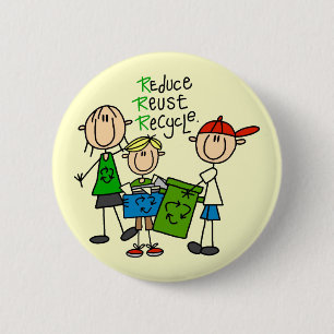 Reduce, Reuse, Recycle t-shirts and Gifts Button