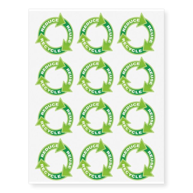Reduce Reuse Recycle Temporary Tattoos (Front)
