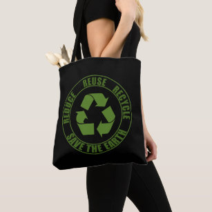 Earth Day Tote Bag, Keep Calm and Recycle Bag, Canvas Tote Bag