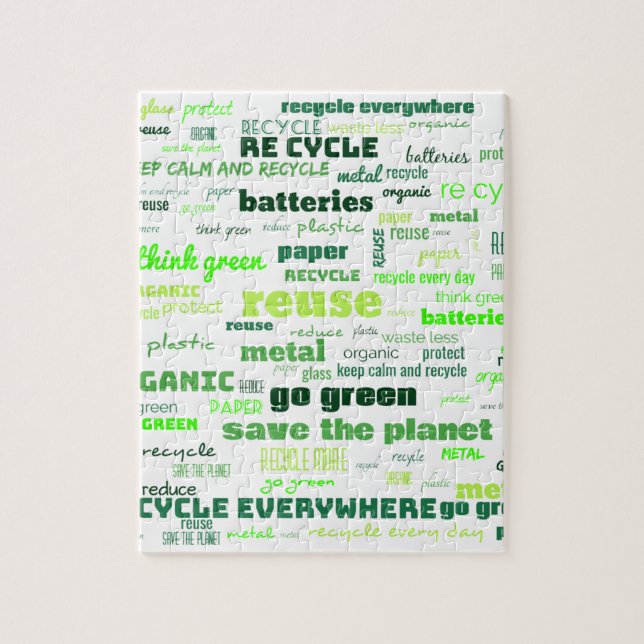 Reduce, Reuse, Recycle Word Cloud Jigsaw Puzzle (Vertical)