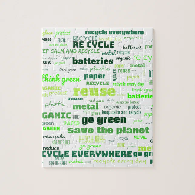 Reduce, Reuse, Recycle Word Cloud Jigsaw Puzzle | Zazzle