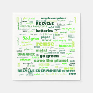 Reduce, Reuse, Recycle Word Cloud Napkins