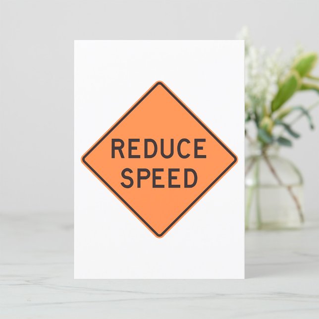 Reduce Speed Orange Diamond Road Sign Invitation (Creator Uploaded)