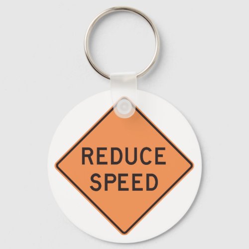 Reduce Speed Road Sign Keychain