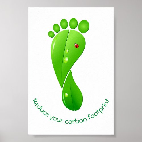 Reduce your carbon footprint green ecological poster
