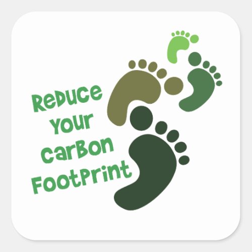 Reduce Your Carbon Footprint Green Square Sticker