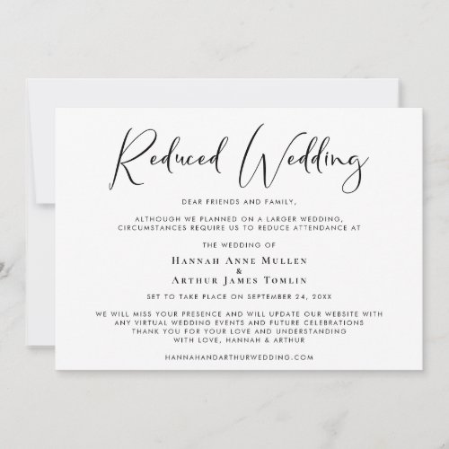 Reduced Wedding Elegant Calligraphy Announcement