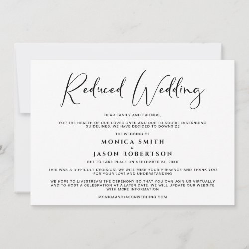 Reduced Wedding Guest List Elegant Announcement