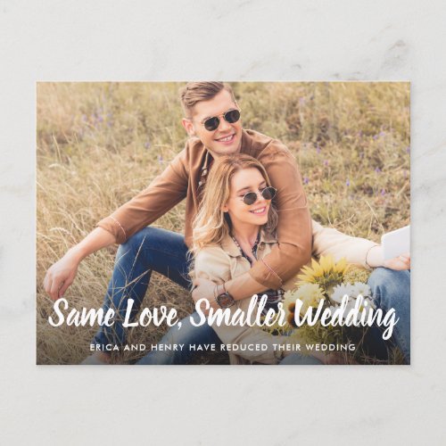 Reduced Wedding Guest List Same Love Photo Announcement Postcard