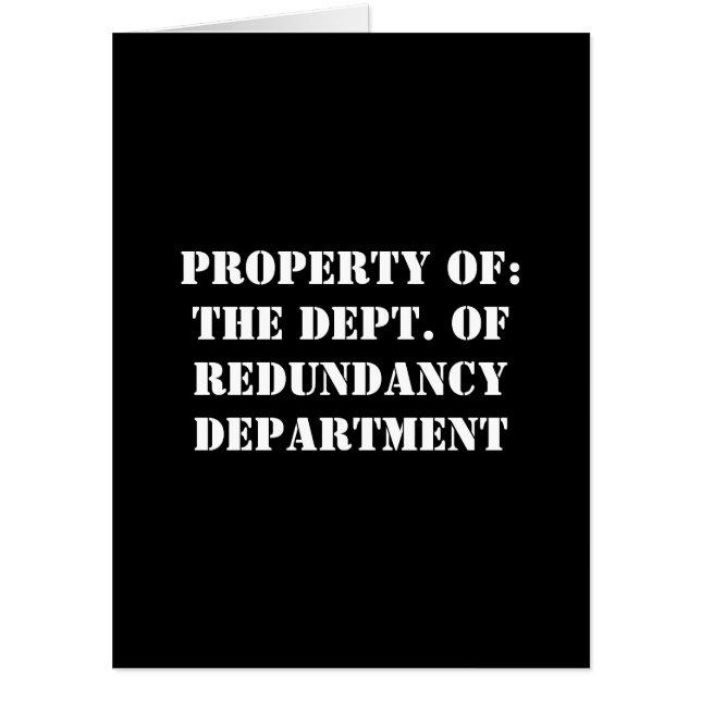 Redundancy Department Property Card (Front)