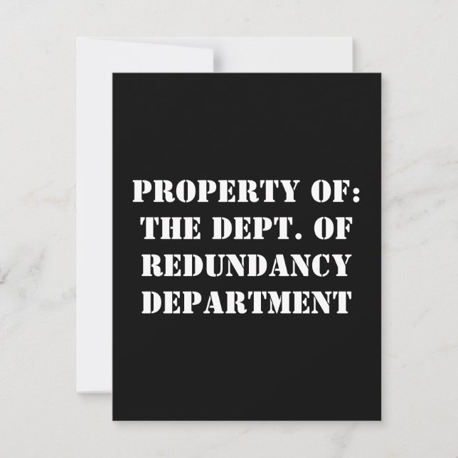 Redundancy Department Property Holiday Card (Front)