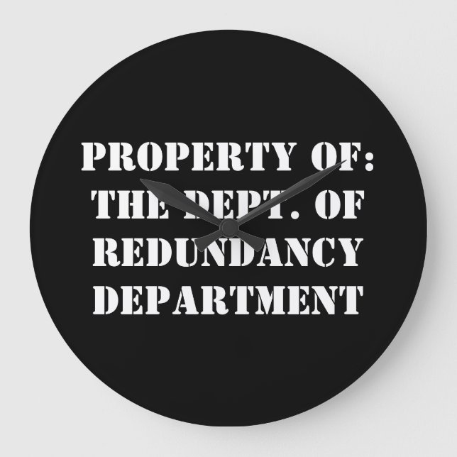 Redundancy Department Property Large Clock (Front)